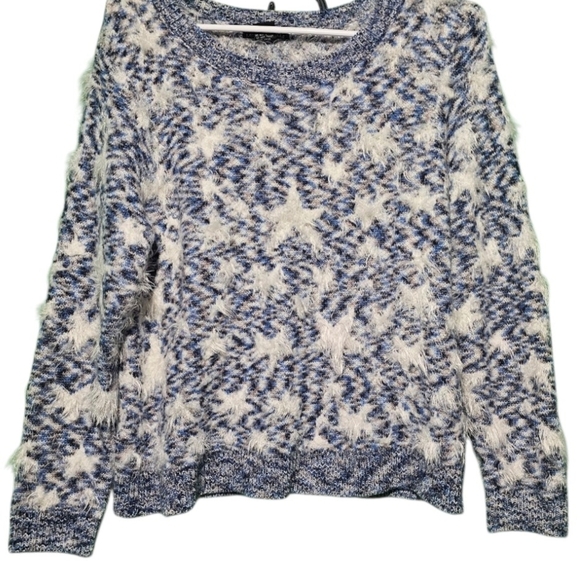 Lauren Michelle EUC Large PTP 22 Women's Blue and White Star Sweater - Picture 4 of 4